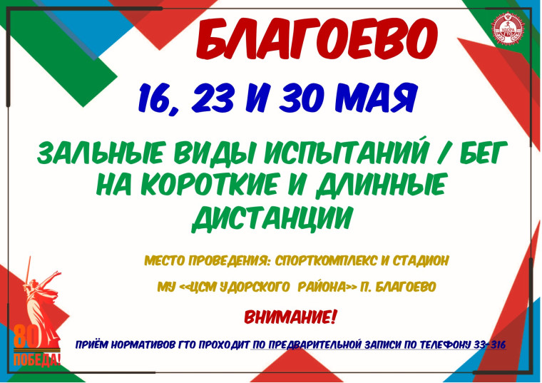 График тестирования ГТО на май 2025 год.